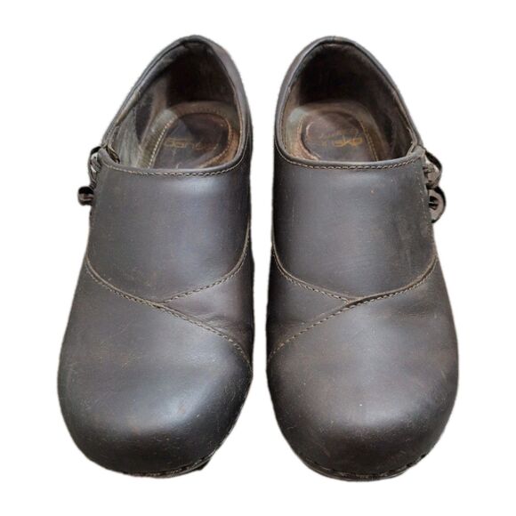Dansko Casual Clogs Dark Brown Leather Slip On Ankle Boots Women's Size 5.5-6 - Picture 3 of 8